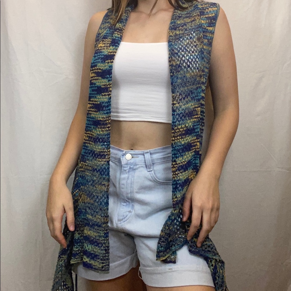 Arden B. Crochet Wrap Vest Women’s Knit Jacket